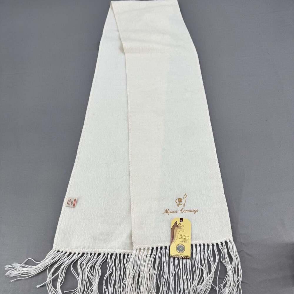 Alpaca Camargo Ivory Wool Fringe Winter Scarf